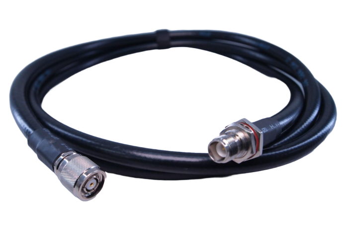 RP-TNC male to RP-TNC female (Panel mount), RG-8/U 50ohm Low Loss Coaxial Cable, PVC, O.D.10mm, Black, 2 metres
