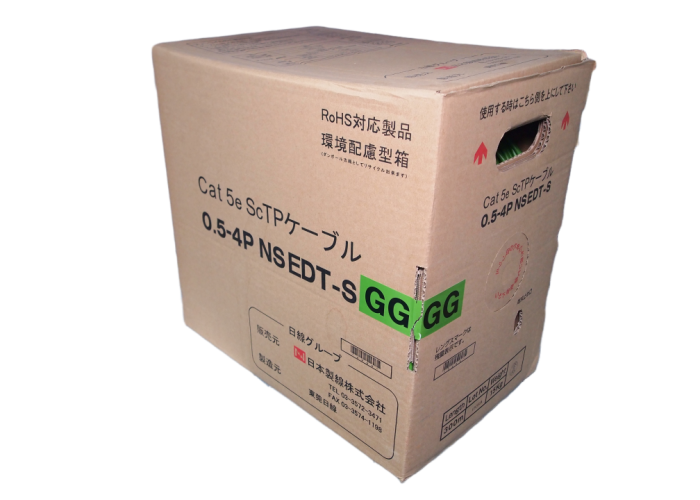 Nippon Seisen 0.5-4P NSEDT-S GG-300 24G, 4 Pairs Cat.5e PVC FTP Cable, Solid Wire, Grass Green, 300 Metres/Box