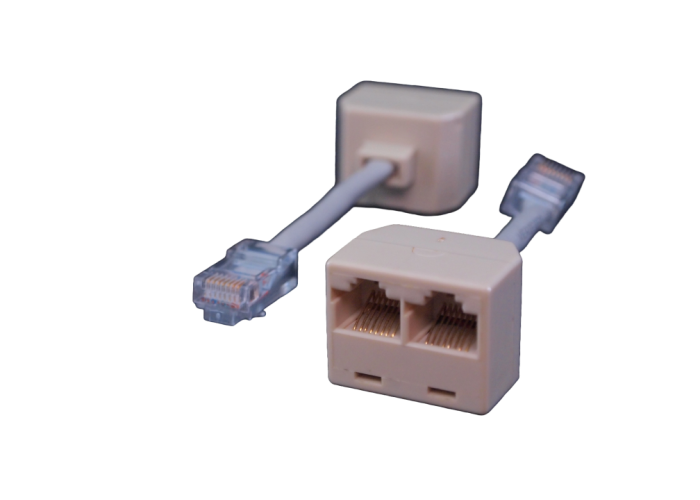 Netcoms RJ45-P W/3" Pigtail to Dual RJ45 Socket Y-Adapter, Ivory
