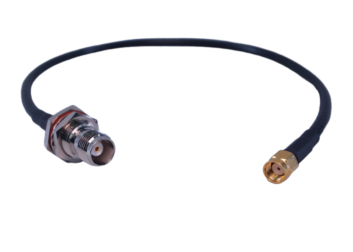 RP-SMA Male to RP-TNC Female (Panel mount) RG-58A/U 50ohm Coaxial Cable, 1 foot
